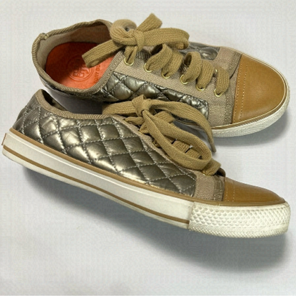 TORY Burch Caspe Lace Up Sneaker in Platinum Wheat Orange